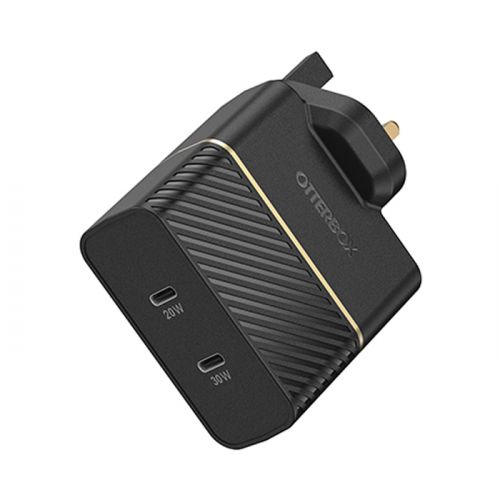 Otterbox UK Wall Charger 50w 1x USB-C 30W + 1x USB-C 20W USB-PD - Black