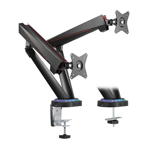 Twisted Minds RGB Counterbalance Dual Monitor Arm With USB/Audio/Mic Ports (LDT39-C024U) 17-32"