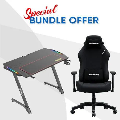 Twisted Minds Z Shaped Gaming Desk With Anda Seat Gaming Chair Black Bundle Offer