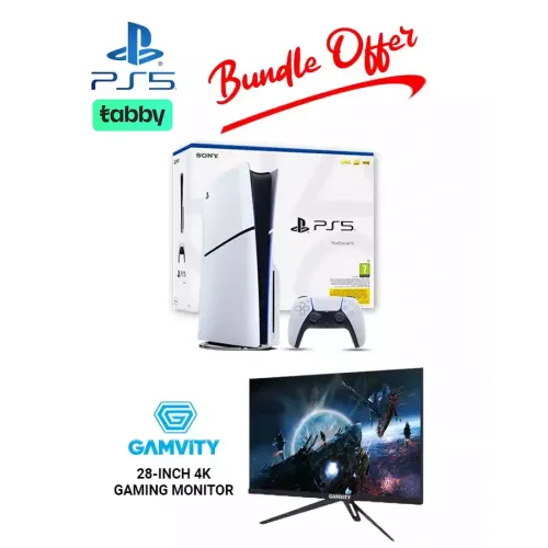 Playstation 5 Disc Console Slim - R2 With Gamvity 28-inch 4k Gaming Monitor Bundle