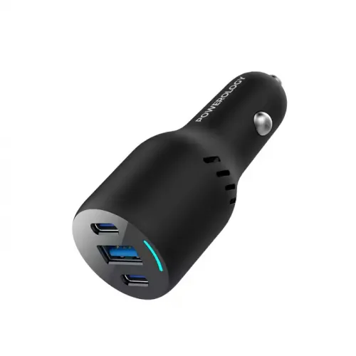 Powerology Pd65w + Pd20w + Qc18w Led Triple Ports Car Charger