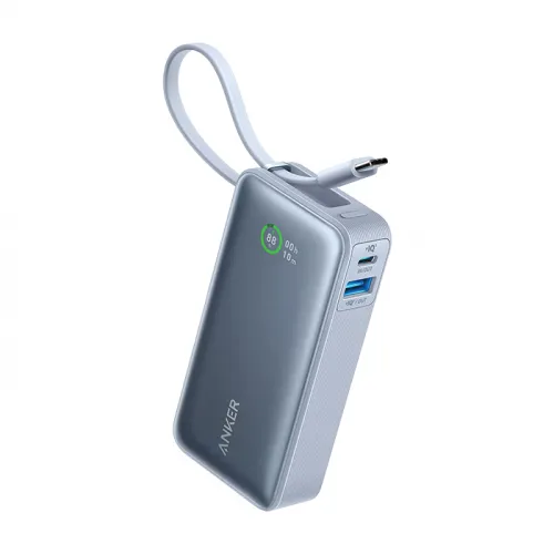 Anker Nano Power Bank 10000 Mah (30w, Built-in Usb-c Cable) - Ice Lake Blue