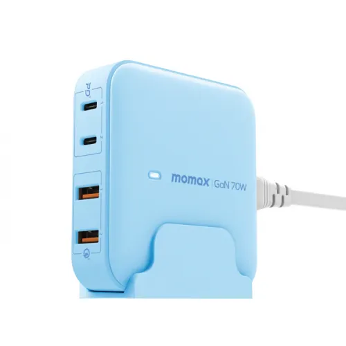 Momax Oneplug 4-port Gan Desktop Charger (70w) - Blue