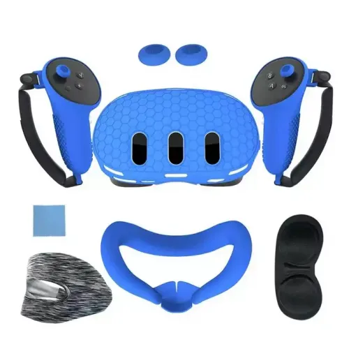 Silicone Kit 7 In 1 For Meta Quest 3 With Pp Bag - Blue