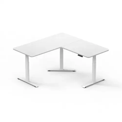 Gamvity L Shape Standing Ergonomic 3 Legs Stand Up Modern Furniture Table Electric Height Adjustable Desk(1000x1750mm) - White