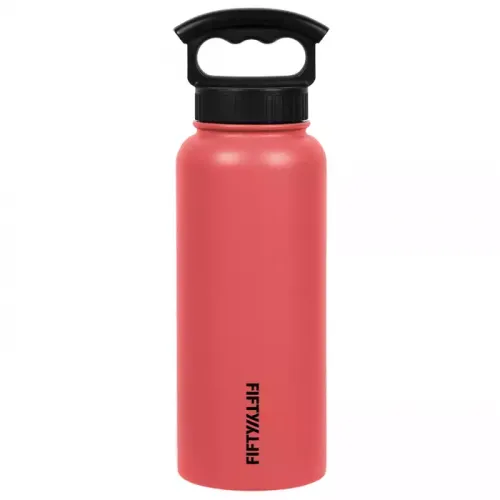 Fifty Fifty Vacuum Insulated Bottle 3 Finger Lid 1l - Coral