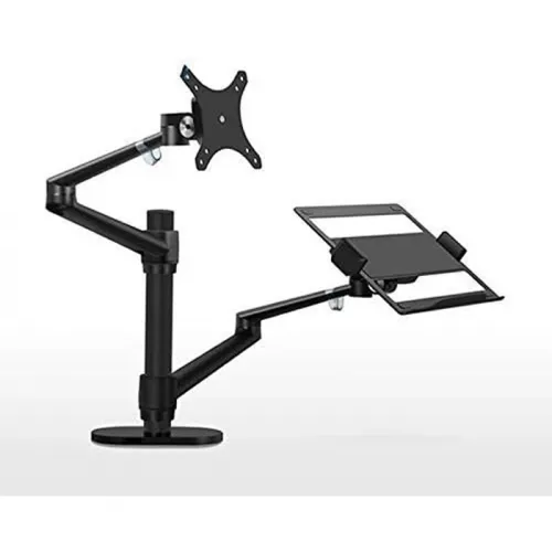 Gamvity Aluminum Height Adjustable Desktop Dual Arm 17-32 Inch Monitor Holder+12-17 Inch Laptop Holder Stand Full Motion Mount Arm Ol-3l - Black