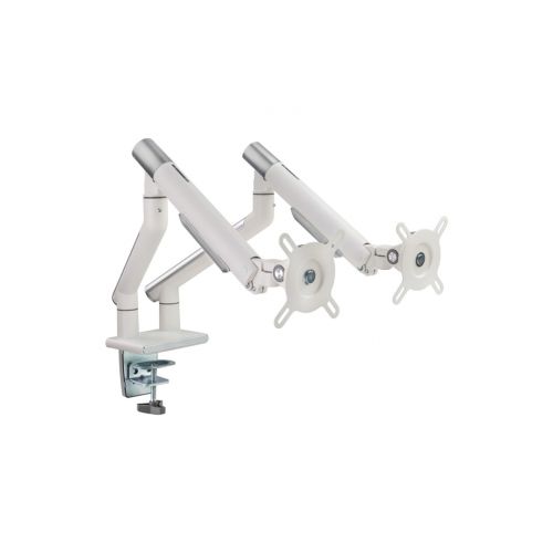 Gadgeton Dual Monitor Arm, Stand And Mount For Gaming And Office Use, 17" - 32" - White