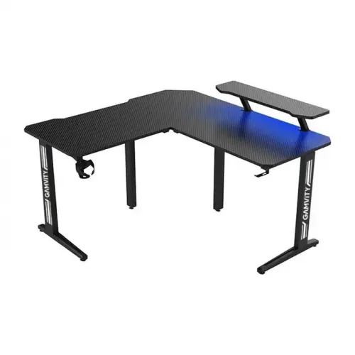 Gamvity Gaming Corner Modern L Shaped Computer Desk (140/130x60x73)cm - Black Tr-l