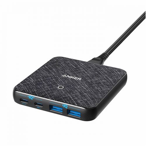 Anker PowerPort Atom lll 65W Slim Charger with 2 USB-C Power iQ 3.0 and 2 USB-A Ports - Black