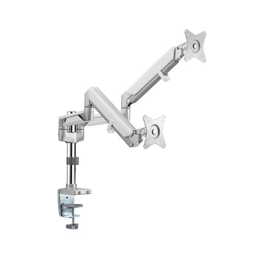 Gadgeton Premium Pole Mounted Dual Monitor Arm, Stand and Mount 17''-32'' - Silver