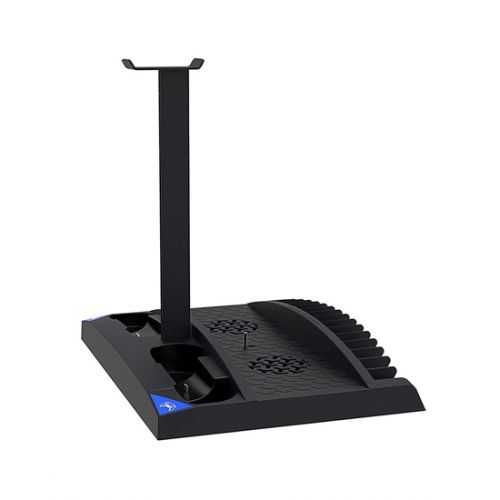 PS5 Ipega 6in1 Vertical Stand (Cooling Fan+charging Dock + Headphone Stand+game Storage) -Black