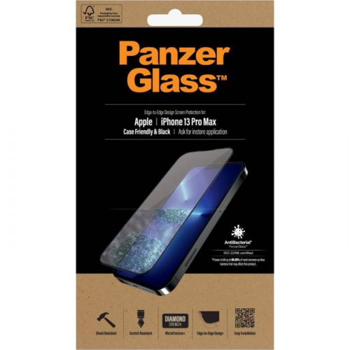 PanzerGlass Screen Protector for iPhone 13 Pro Max - Case Friendly Black