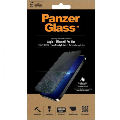 PanzerGlass Screen Protector for iPhone 13 Pro Max - Case Friendly Black Privacy