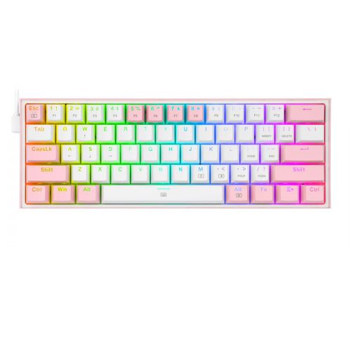 Redragon K616 FIZZ Pro 3 Modes Mechanical Gaming Keyboard White & Pink  - Dust-proof Red Switch