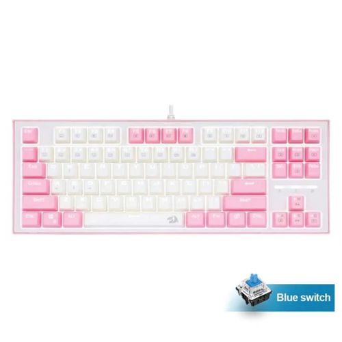 REDRAGON BES K611 USB White Pink Mechanical Gaming Keyboard - Blue Switch