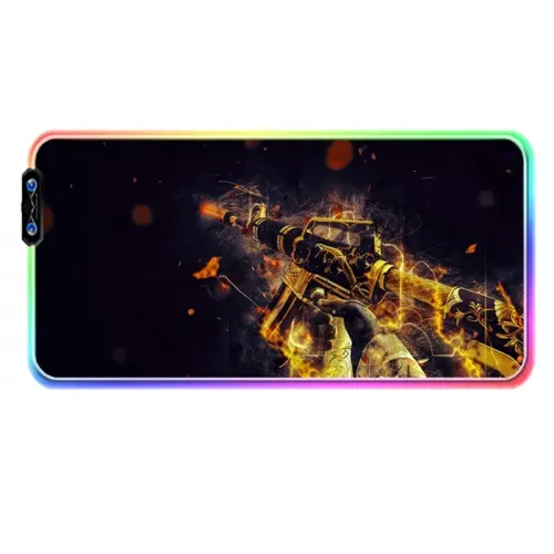 GAMEON Gaming Mousepad With RGB Lighting (900x400x3mm) - CS:GO M4A1-S Golden Coil Gun Edition