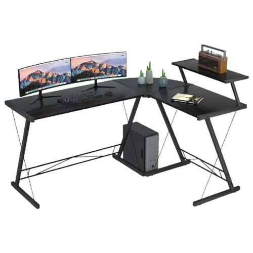 GAMEON 3 in 1 L-Shaped Slayer II XL Series Gaming Desk (Size: 150*112*74cm & Table top 100*48cm + 60*48cm) - Black