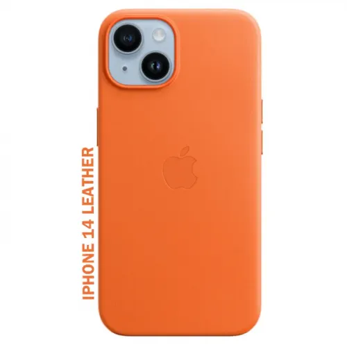 Apple iPhone 14 Leather Case with MagSafe - Orange