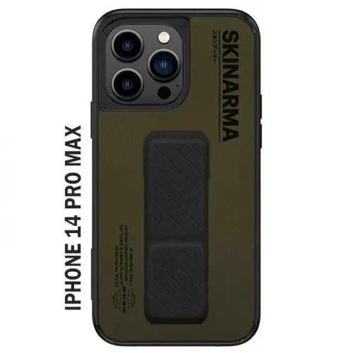 Skinarma Case For iPhone 14 Pro Max (6.7inch) - GYO With Black grip and stand - Olive Green