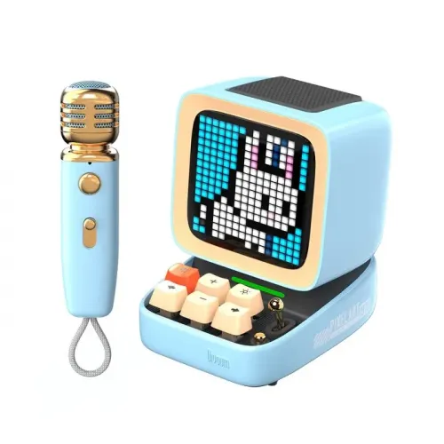 Divoom Ditoo-Mic Retro Pixel Art Portable Bluetooth Speaker With Microphone Karaoke Function - Blue