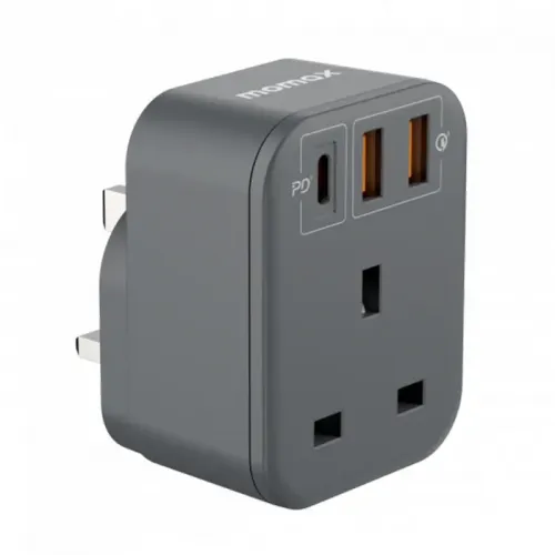 Momax - OnePlug 1-Outlet Extension Socket With USB - Grey