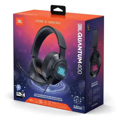 JBL Quantum 400 Wired Over-Ear Gaming Headset - Black