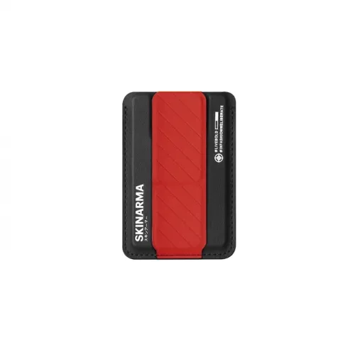 SkinArma Kado Mag-Charge Card Holder With Grip Stand - Black/Red