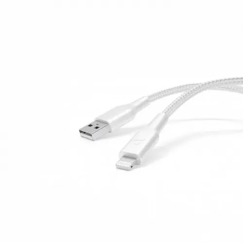 Powerology Braided USB-A To Lightning Data & Fast Charge Cable 1.2m - White