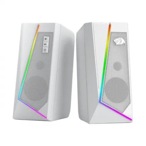 Redragon Gs520 Rgb Desktop Speakers, 2.0 Channel Pc Computer Stereo Speaker - White