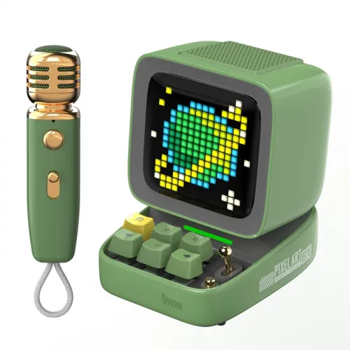 Divoom Ditoo-mic Retro Pixel Art Portable Bluetooth Speaker With Microphone Karaoke Function - Green