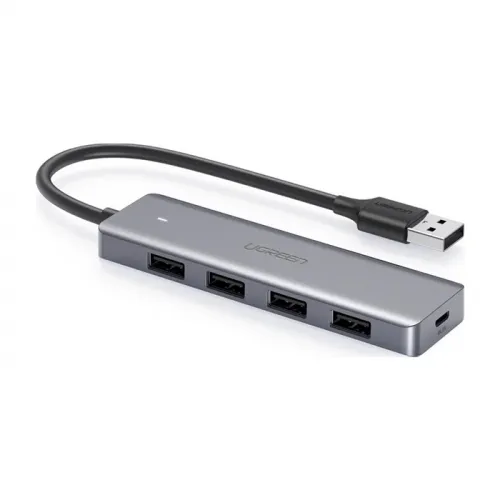 Ugreen USB HUB - 4x USB 3.2 Gen 1 with micro USB power port - gray