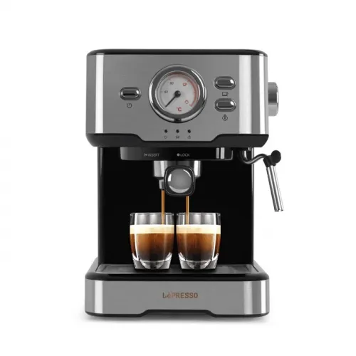 Lepresso Dual Cup Barista Espresso Machine With Steam Milk Frothing