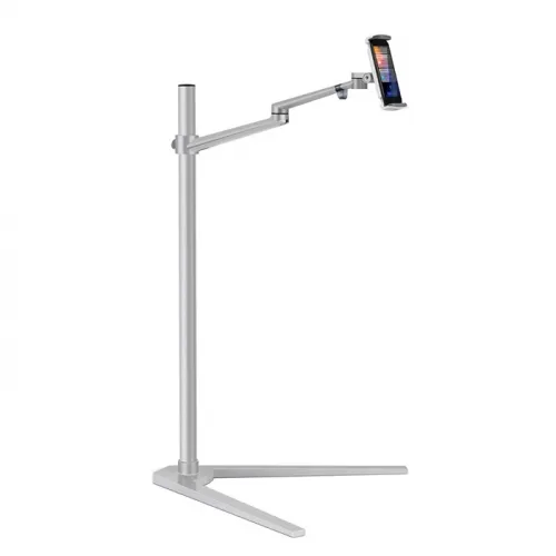 Smartphone And Tablet Floor Stand/holder For Upto 14" Ipad And Tablet - Silver