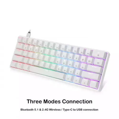 Skyloong Gk61 Three Modes Connection Abs White Mechanical Gaming Keyboard - Switches Brown