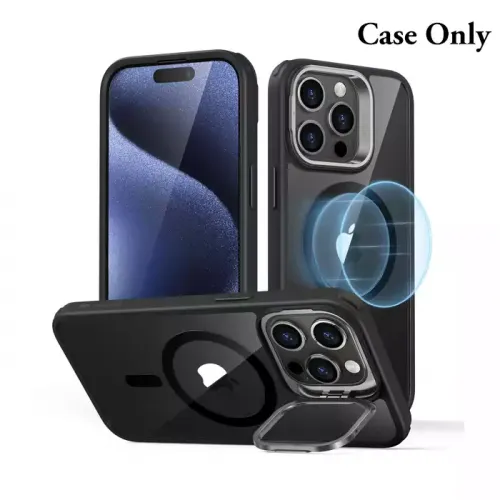 Esr Iphone 15 Pro Max Classic Hybrid Case With Stash Stand Set (Halolock) - Clear Black