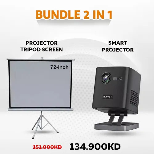 Havit Pj218 Pro Smart Projector With Projector Tripod Screen 72-inch Bundle Offer