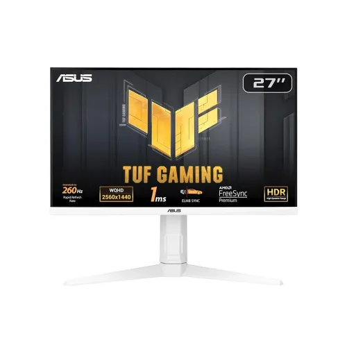 Asus Tuf Gaming Vg27aqml1a-w 27" Qhd Fast Ips, 260hz, 1ms, Elmb Sync, Freesync Premium Gaming Monitor - White