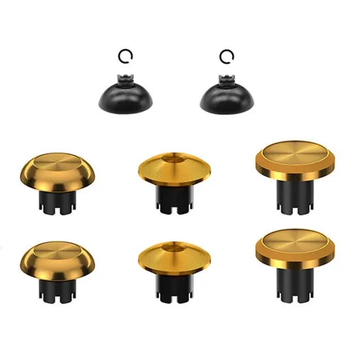 Metal Joystick Cap & Joystick Base 8pcs For PS5 Edge Controller - Gold