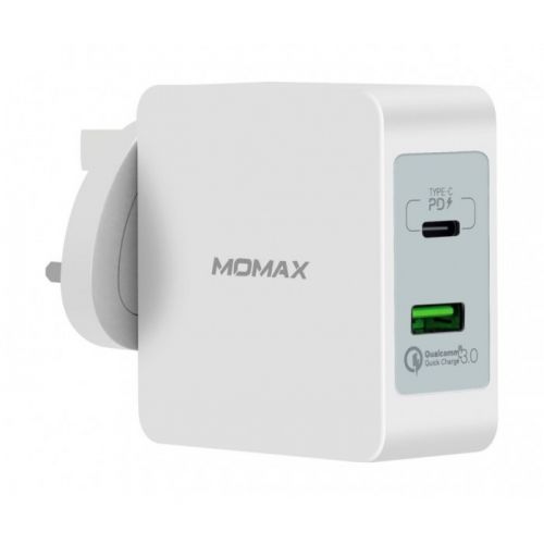 MOMAX 48W ONEPlug 2 ports Fast Charging Adaptor - White