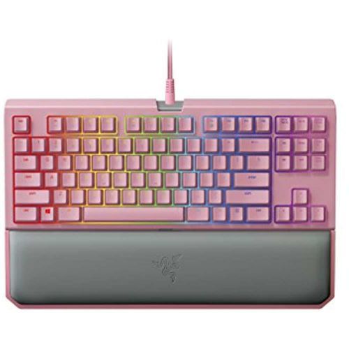 Razer BlackWidow TE Chroma v2 Mechanical Gaming Keyboard - Quartz Pink: Green Key Switches - Tactile & Clicky - Chroma RGB Lighting - Magnetic Wrist Rest - Programmable Macro Functionality