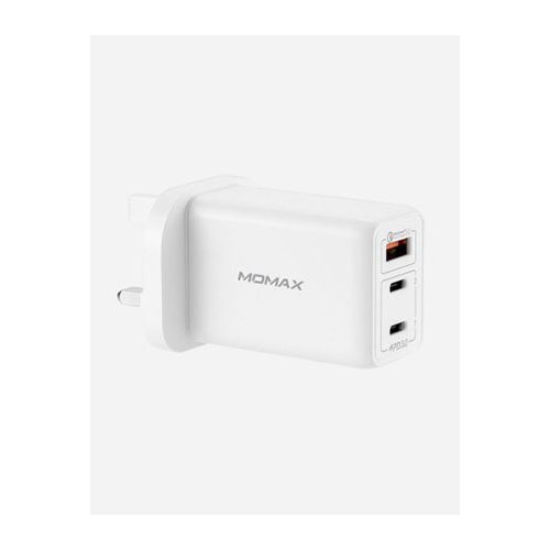 MOMAX ONEPLUG 65W 3-PORT GAN CHARGER (UM20) USB-C POWER DELIVERY - WHITE