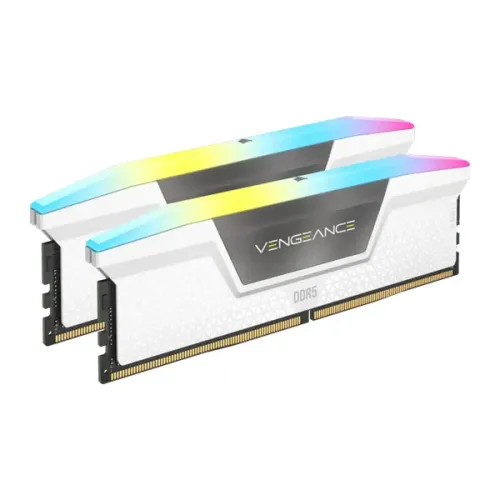 Corsair VENGEANCE RGB 32GB (2x16GB) DDR5 DRAM 5200MHz C40 Memory Kit - White (CMH32GX5M2B5200C40W)