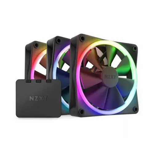 NZXT F120 RGB Triple Pack 3 x 120mm RGB Case Fans & Controller - Black