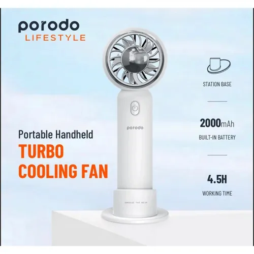 Porodo Lifestyle Portable Handheld Turbo Cooling Fan 5w 2000mah