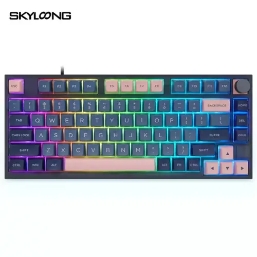 Skyloong Gk75 Wired - Blue-pink (Mechanical & Hot-swappable Knob) Gaming Keyboard (Switch Blue)