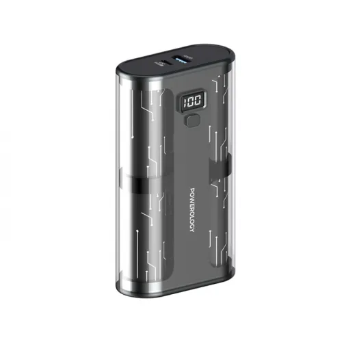 Powerology Crystalline Series Powerbank 20000mAh PD 65W - Transparent/Grey