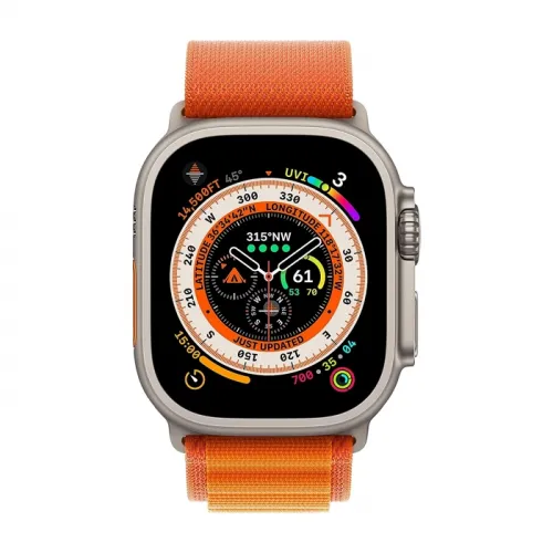 Apple Watch Ultra, 49mm, Titanium Case, Orange Alpine Loop - Large (Gps + Cellular)