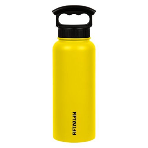 FIFTY/FIFTY 34 Oz Vaccum Insullated Bottle 3 Finger Lid - Color: Yellow