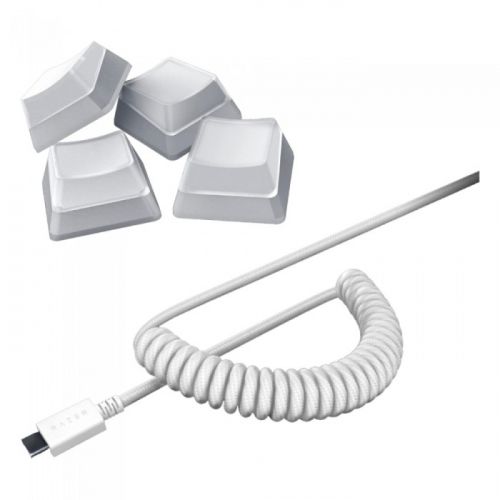 Razer PBT Keycap + Coiled Cable Upgrade Set - Mercury White